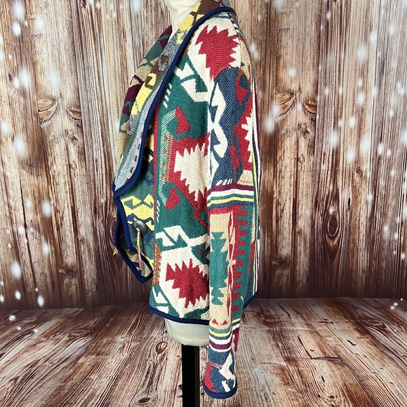 Vintage Kokopelli New Mexico Southwestern Blanket Jacket Large - Picture 2 of 3